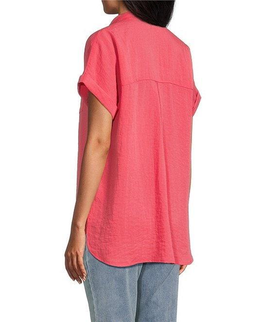 John Mark Wire Collar Short Dolman Sleeve Button-Front Camp Shirt Product Image