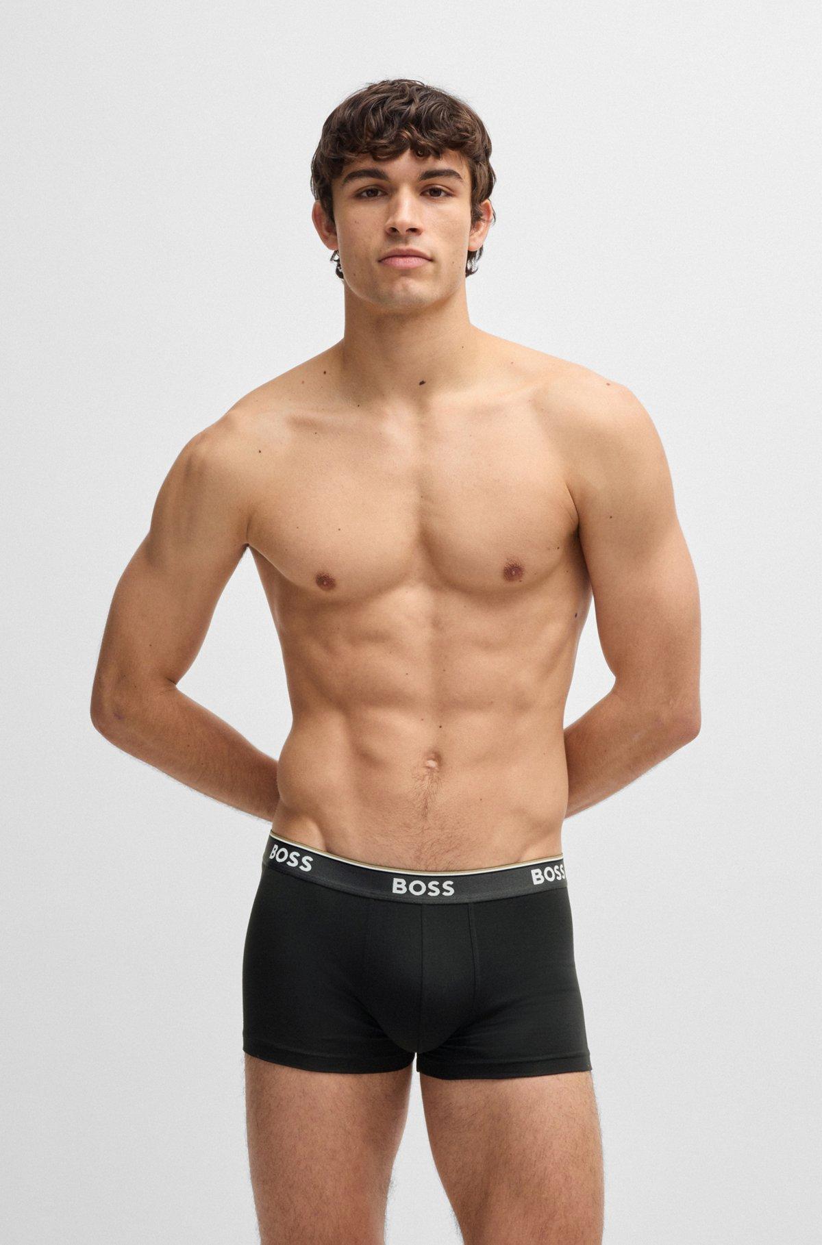 Three-pack of stretch-cotton trunks with logo waistbands Product Image