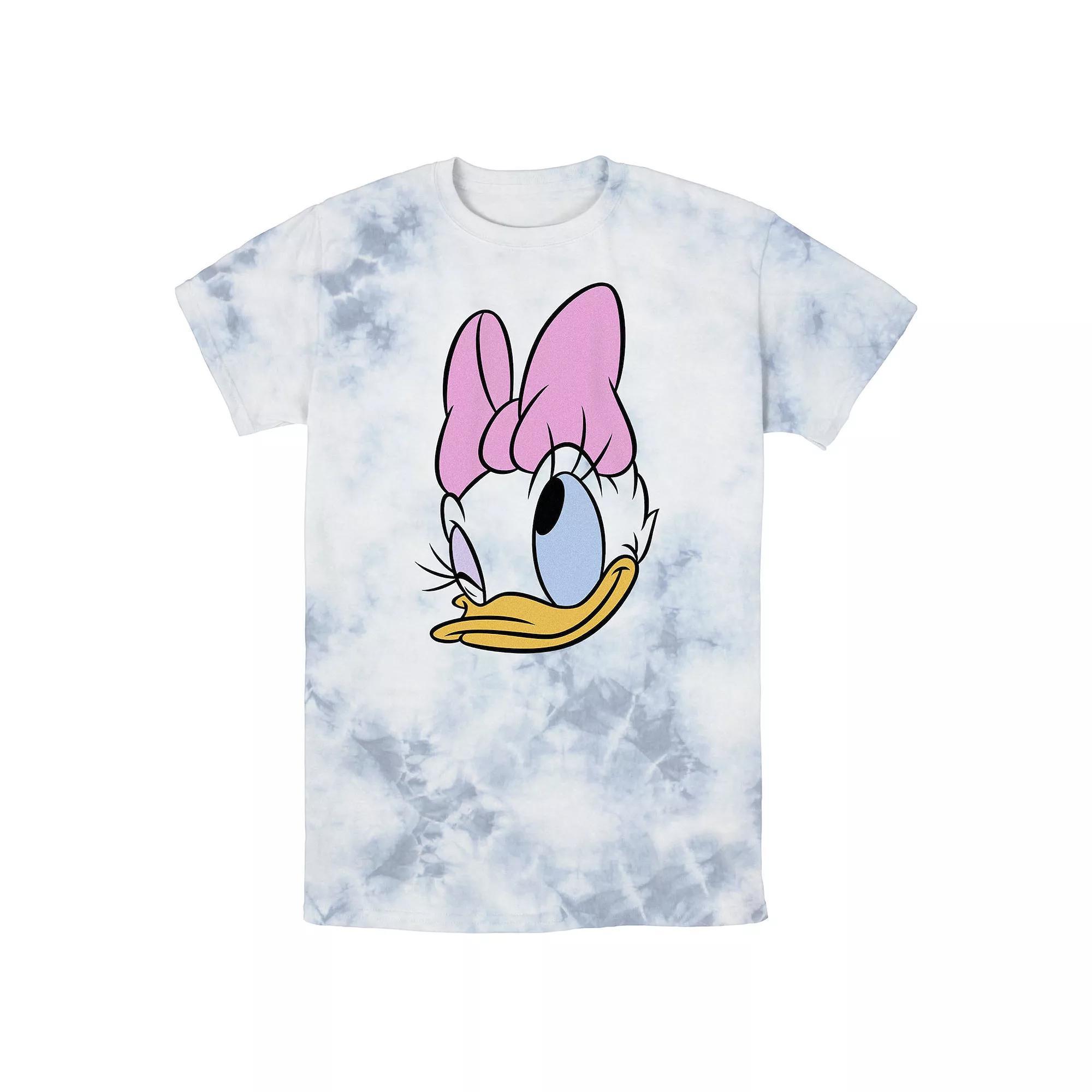Men's Disney Daisy Duck Winking Face Portrait Wash Tee, Size: XXL, Black Grey Product Image