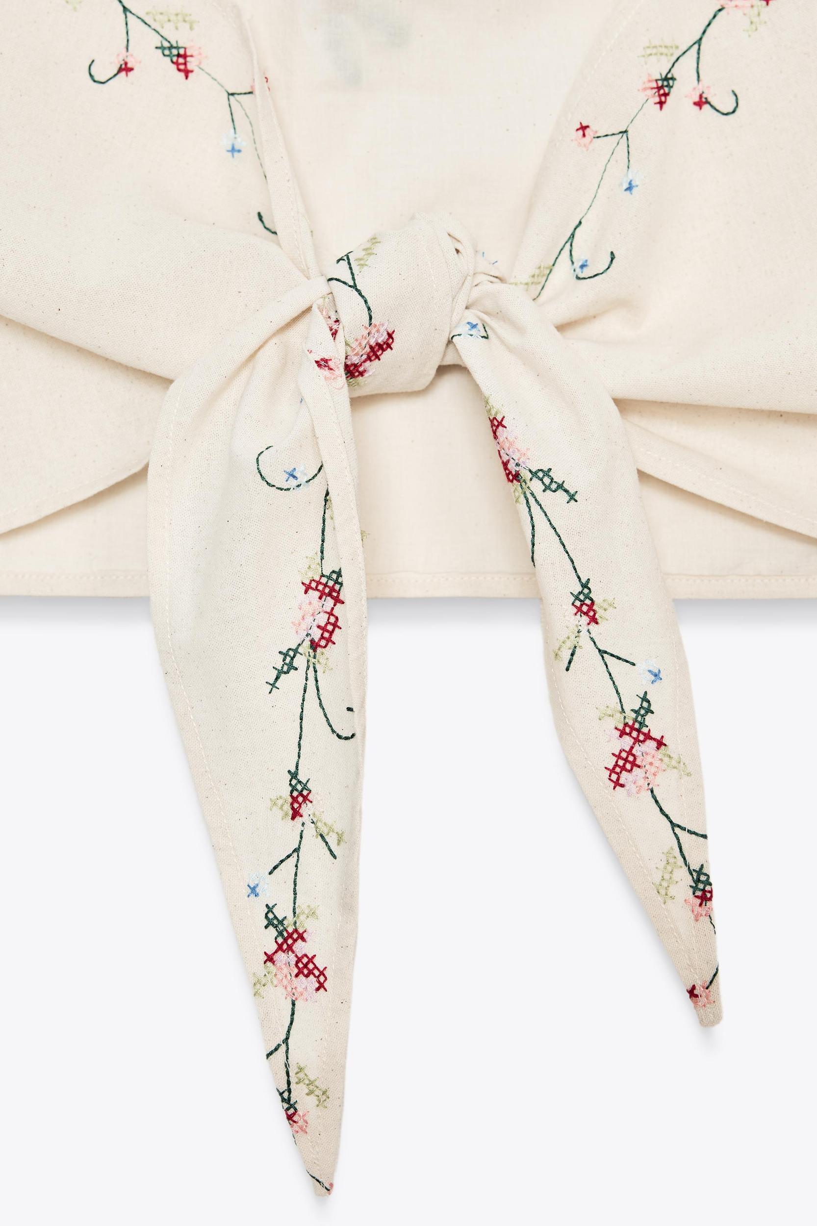 FLORAL EMBROIDERED HALTER TOP Product Image