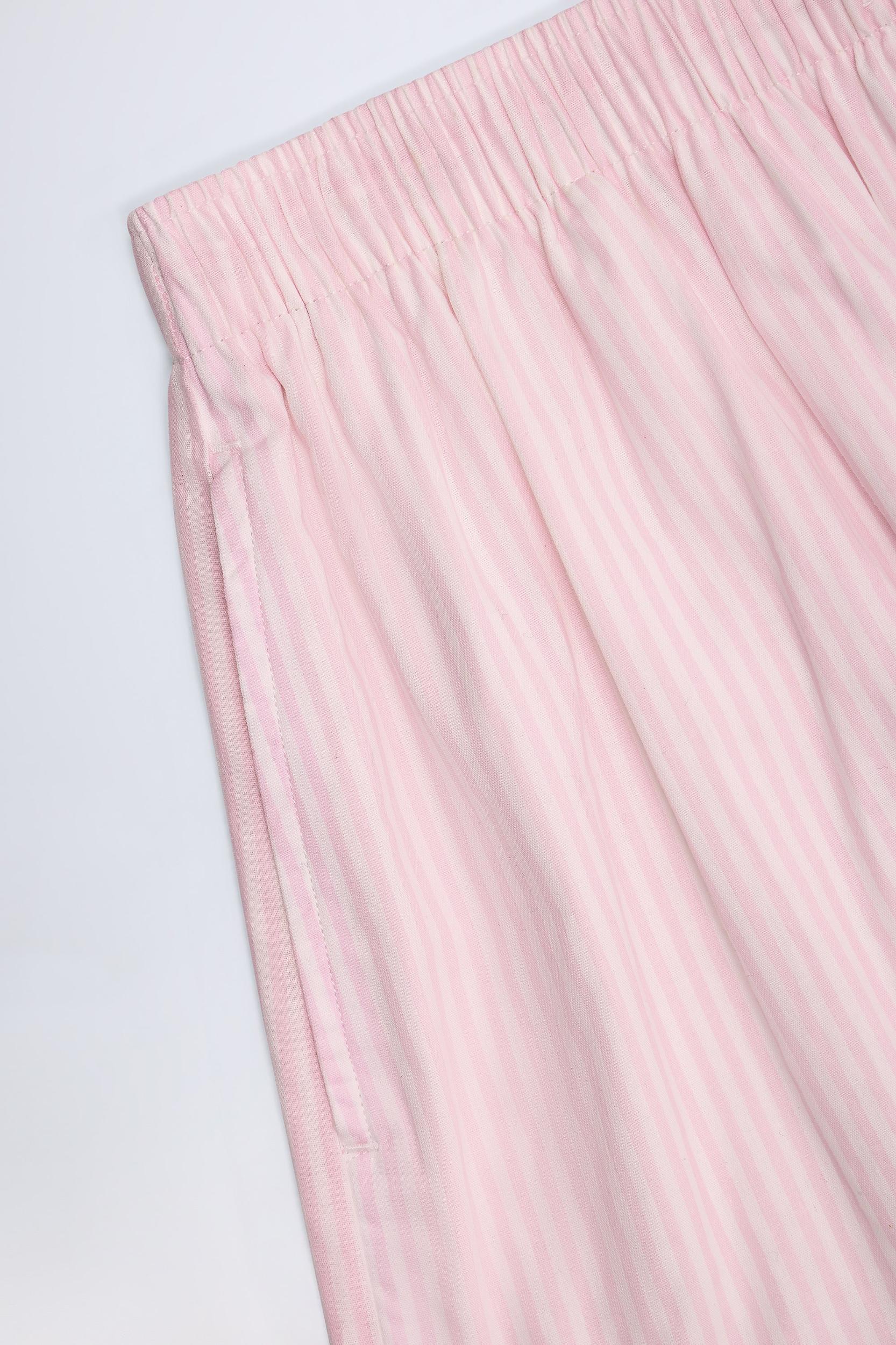 Tie-Front Cotton-Poplin Shorts in Pink White Stripe Product Image