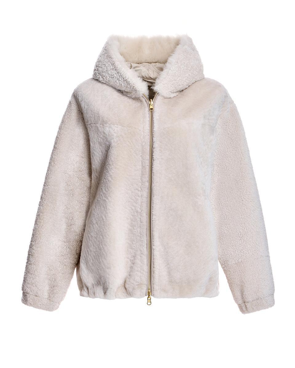 REVERSIBLE SHEARLING JACKET WITH HOOD Product Image