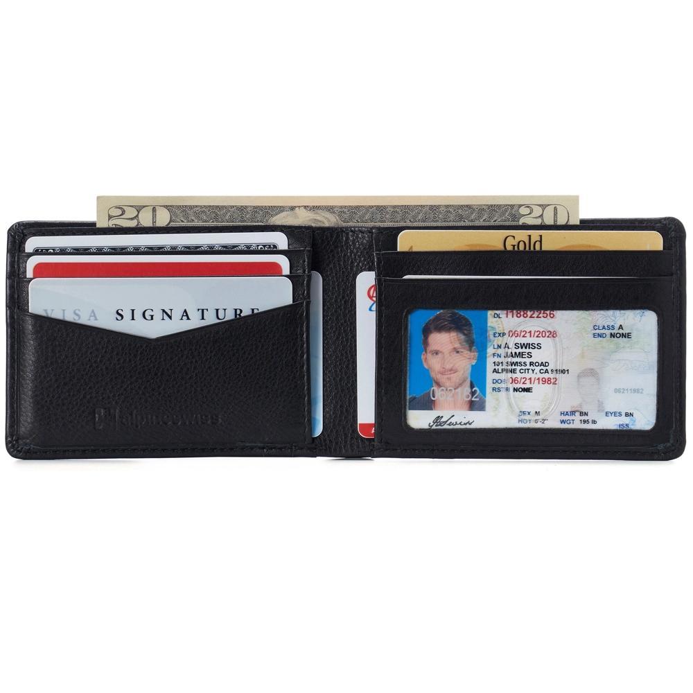 Alpine Swiss Delaney Men’s Slimfold RFID Protected Wallet Nappa Leather Comes in a Gift Box Black Product Image