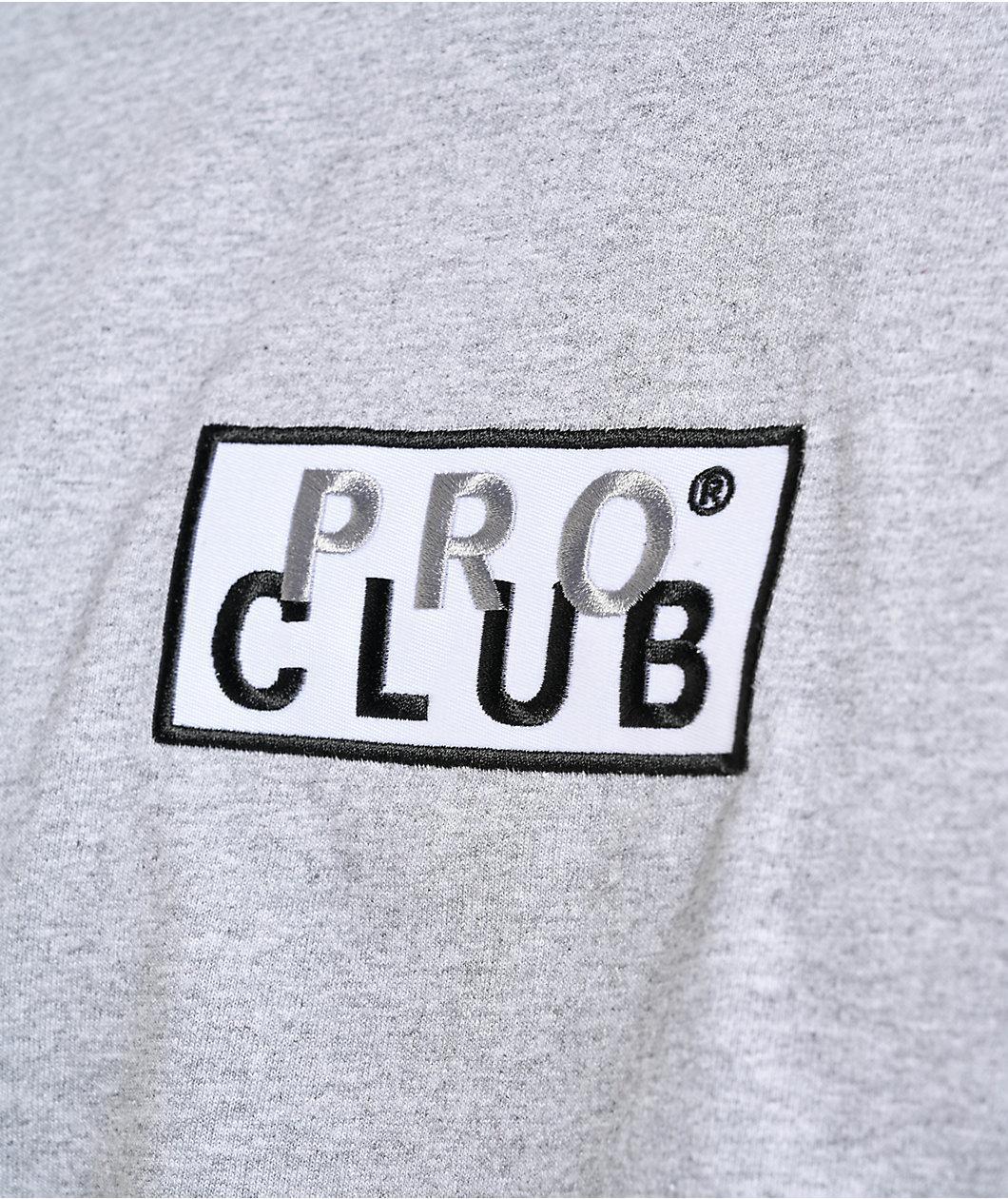 Pro Club Embroidered Box Logo Grey Long Sleeve T-Shirt Product Image