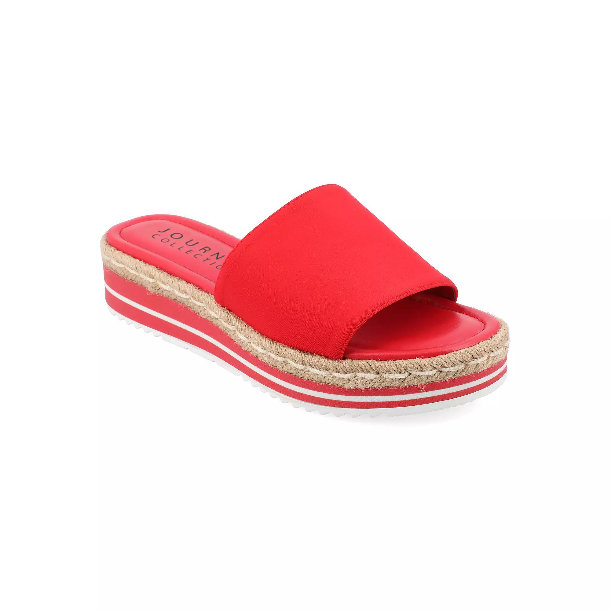 Journee Rosey Women's Espadrille Slide Sandals, Size: 8.5 Wide, Red Product Image