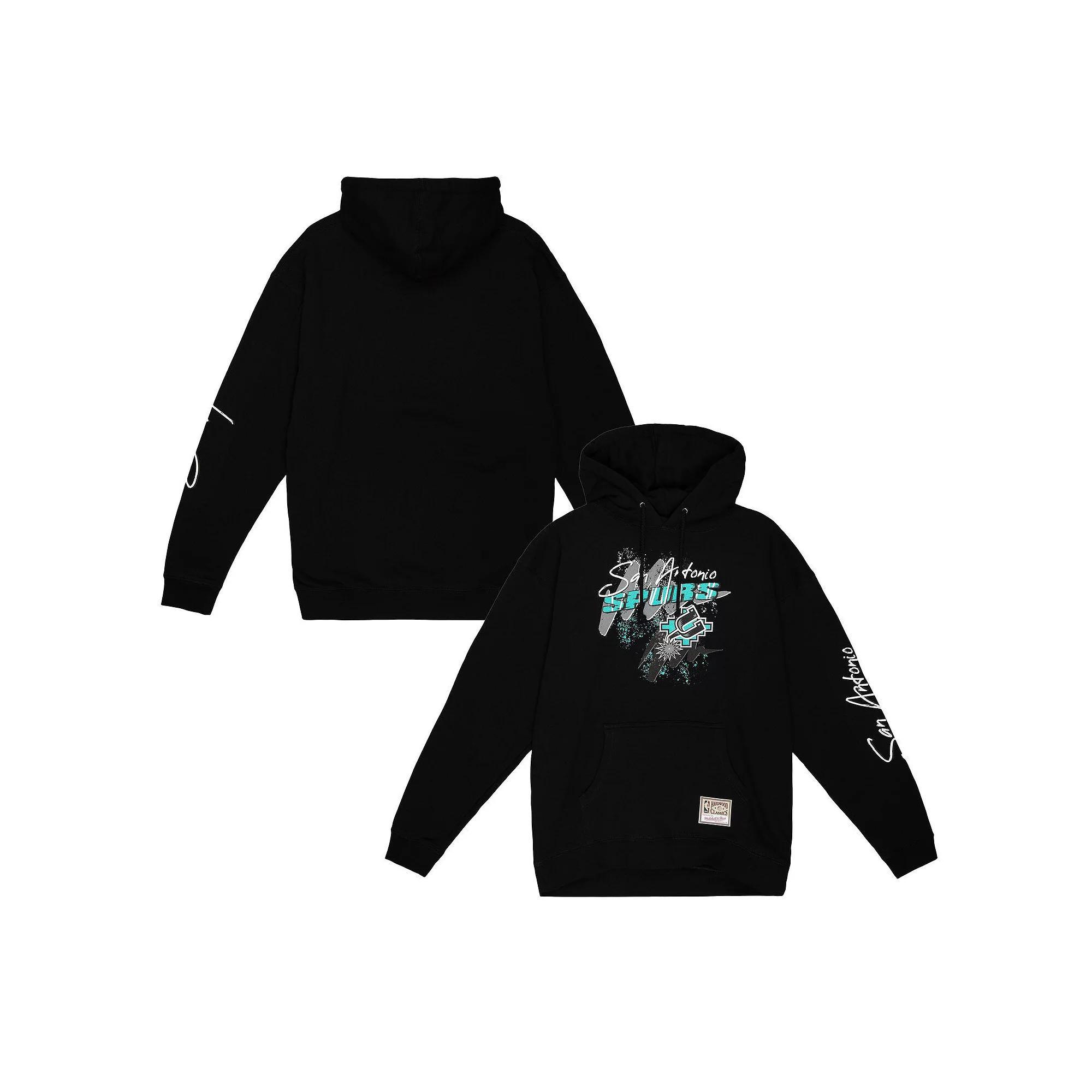 Men's Mitchell & Ness  Black San Antonio Spurs Hardwood Classics Hyper Hoops Pullover Hoodie, Size: XL Product Image