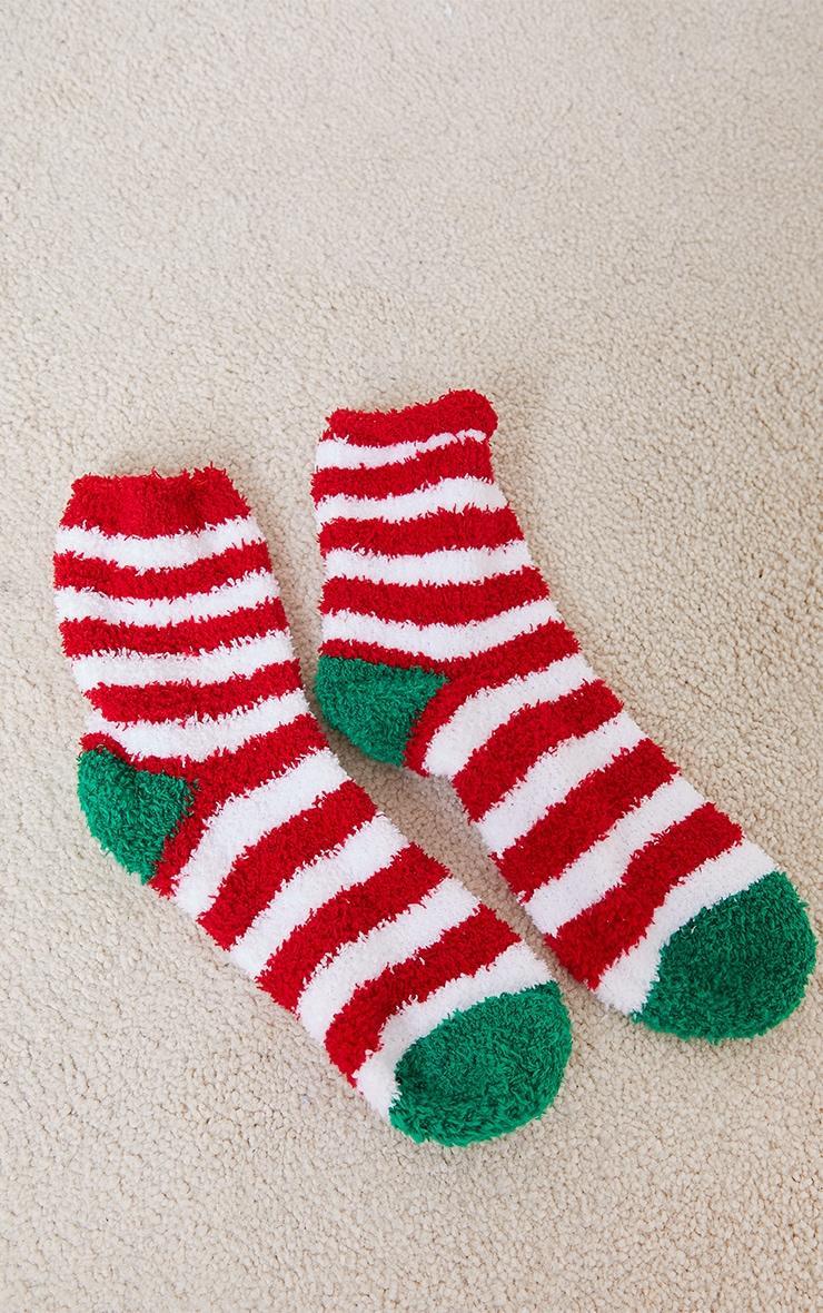 Red Christmas Stripe Fluffy Sleep Socks Product Image