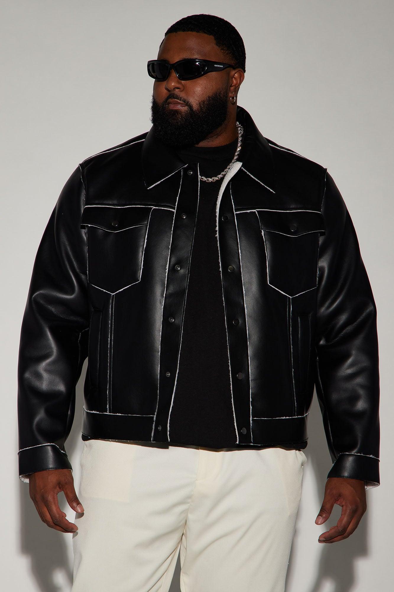 Charles Faux Shearling Trucker Jacket - Black Product Image