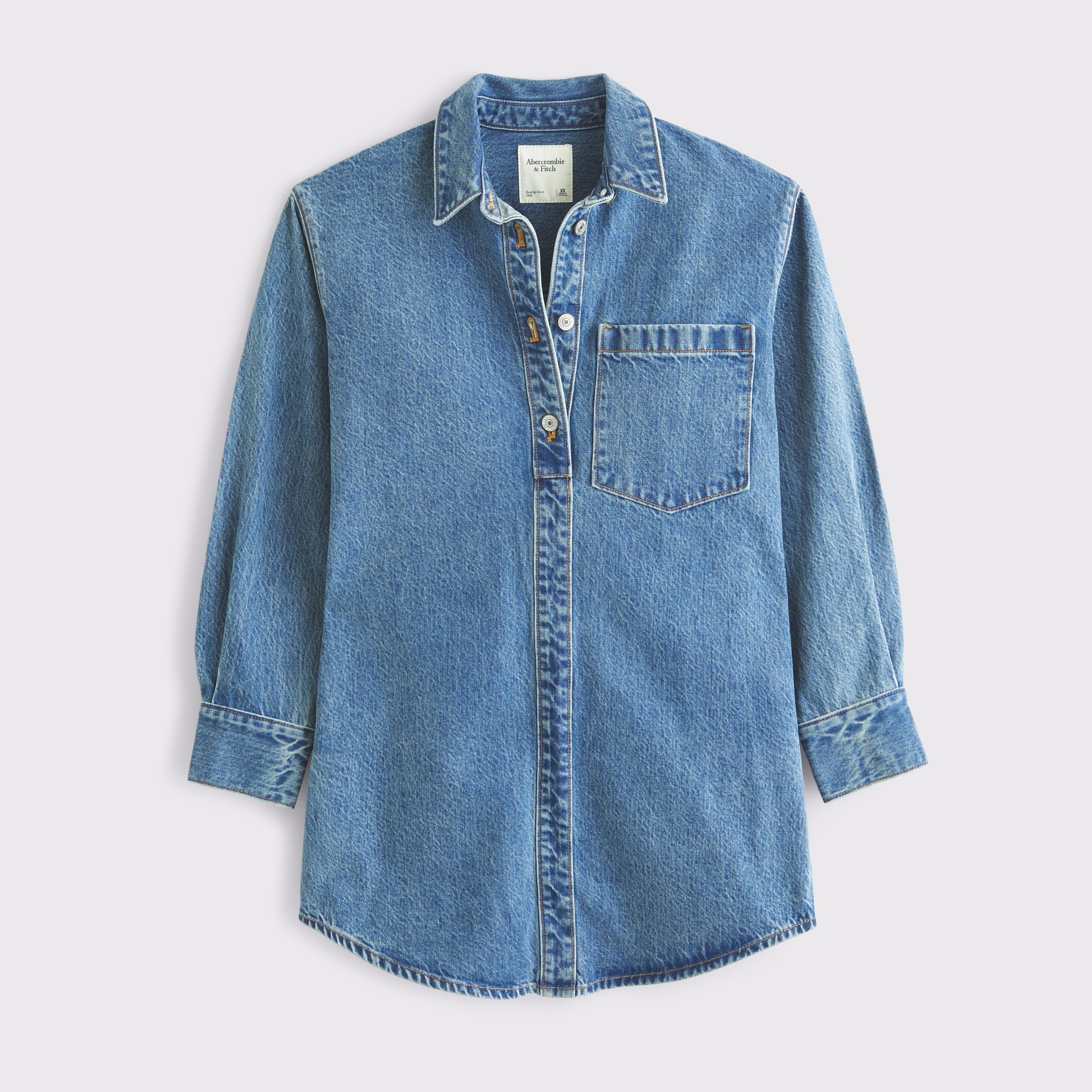 Denim Mini Shirt Dress Product Image