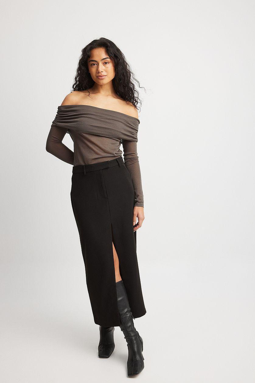 Pencil Front Slit Midi Skirt Product Image