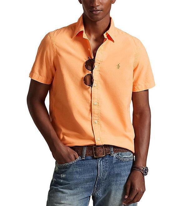 Polo Ralph Lauren Solid Garment-Dye Oxford Short Sleeve Woven Shirt Product Image