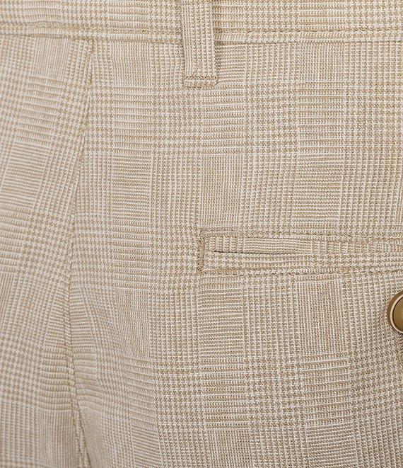 Roundtree & Yorke Luxury Linen 9#double; Flat Front Glen Plaid Shorts Product Image