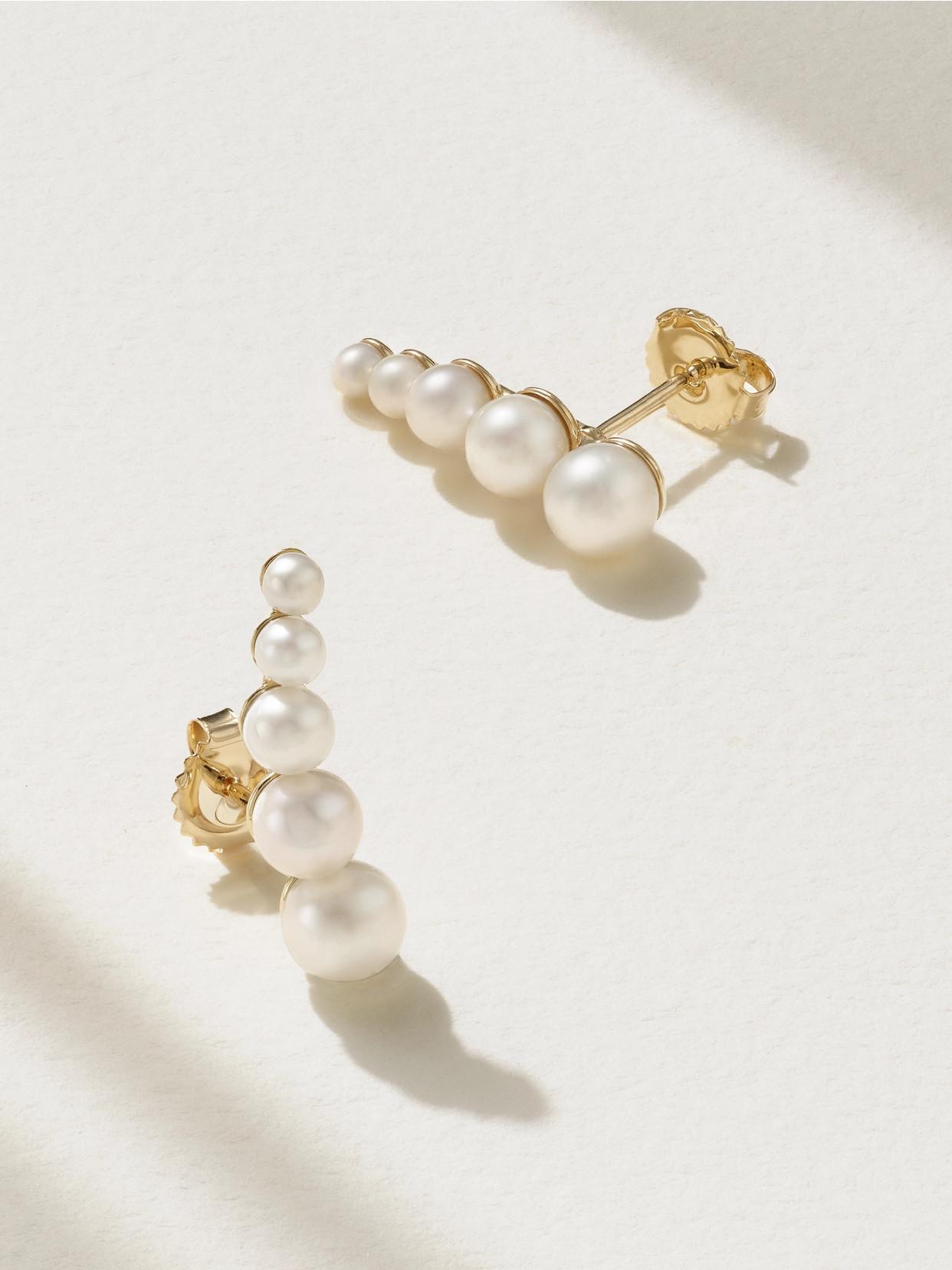 MIZUKI 14-karat Gold Pearl Earrings In White Product Image