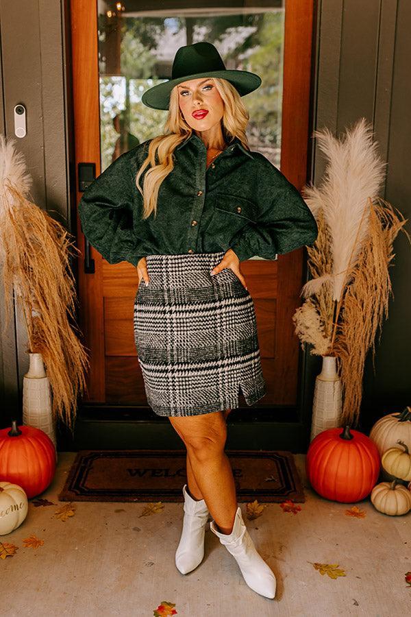 On My Mind Corduroy Button Up In Forest Curves Product Image