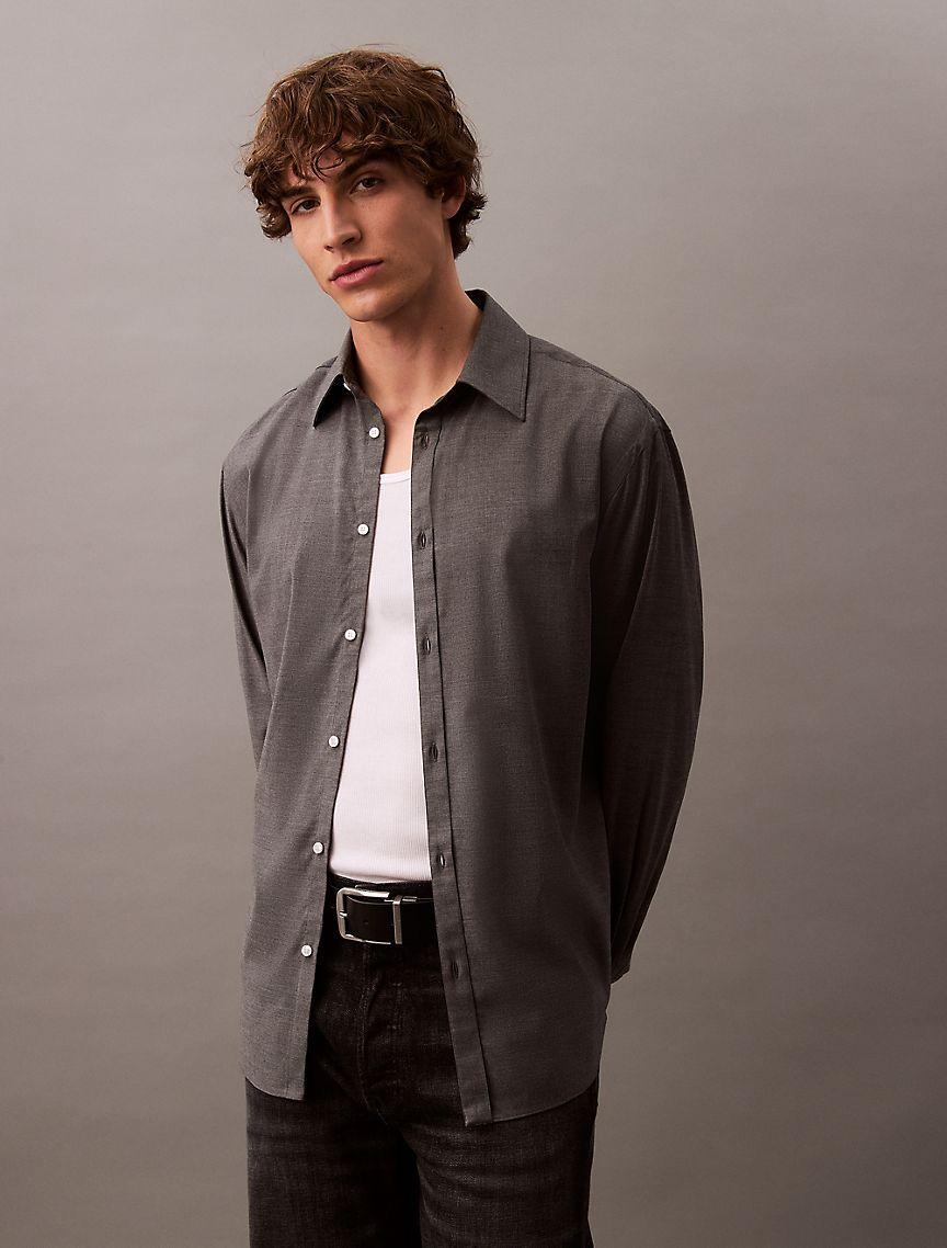 Relaxed Wool Blend Button-Down Shirt Product Image