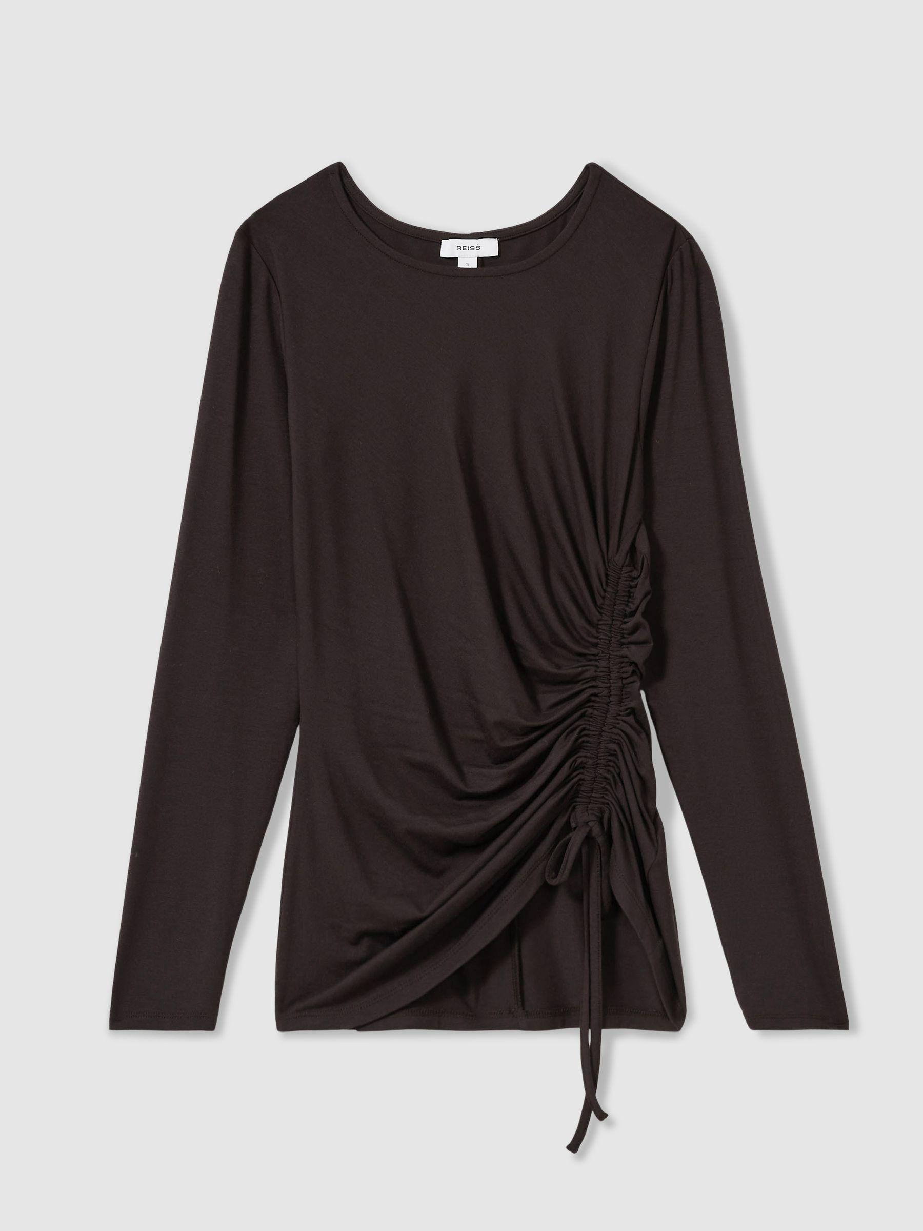 Jersey Ruched Top in Burgundy Product Image