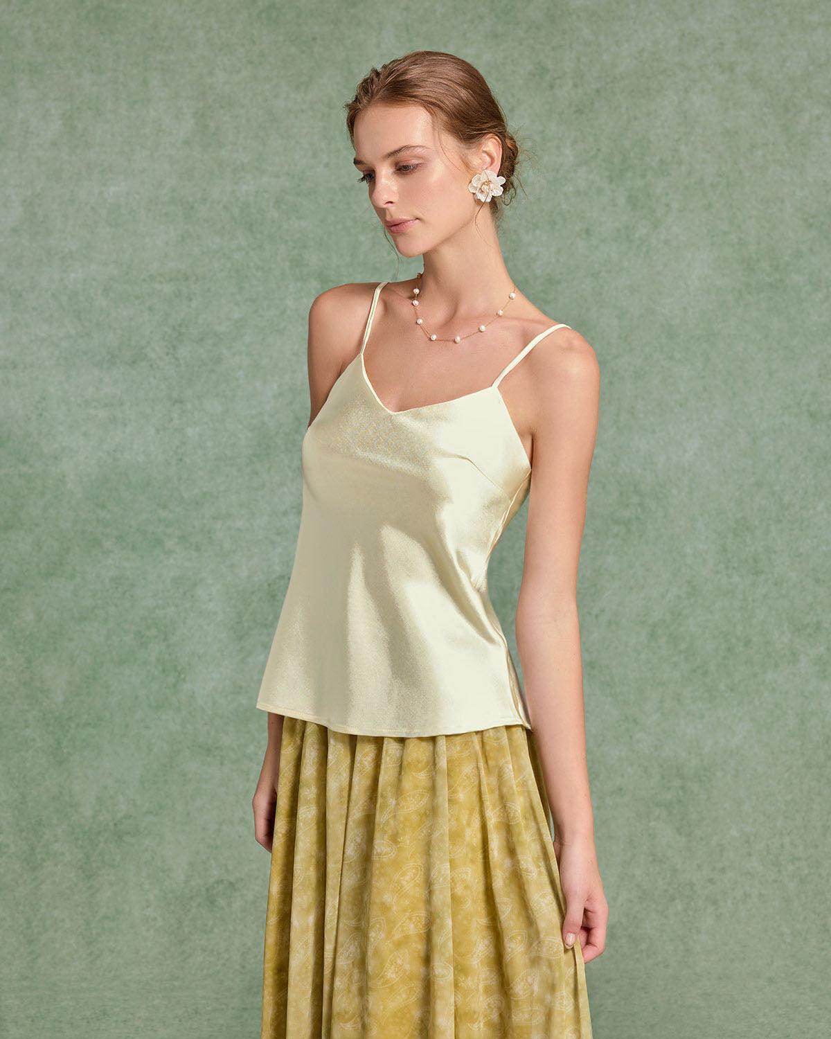 Beige Satin Cami Top Product Image