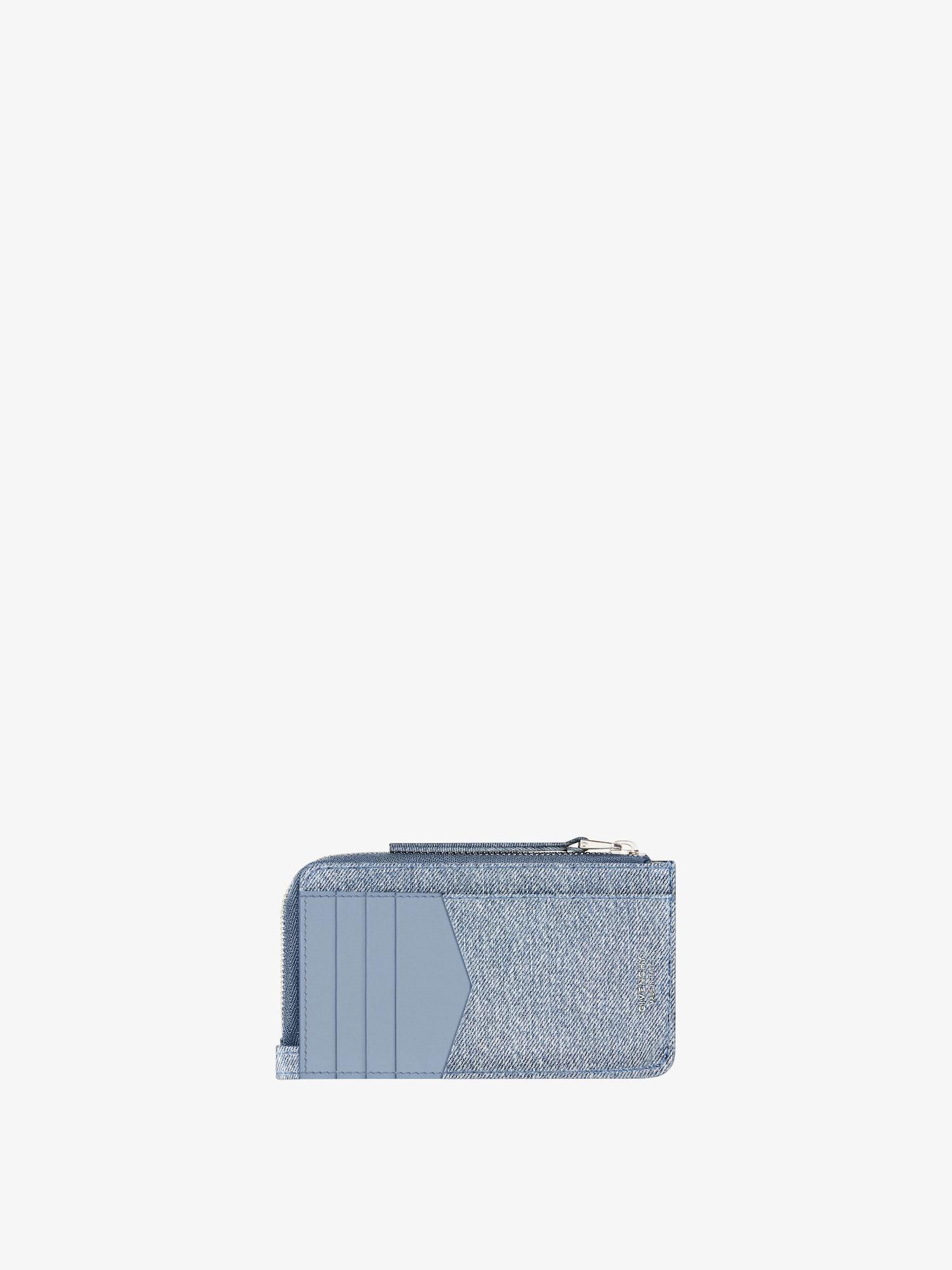 Voyou zipped card holder in denim Product Image