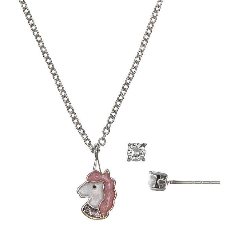 Fao Schwarz Womens Fine Silver Plated Necklace and Earrings Set, 2 Piece Product Image