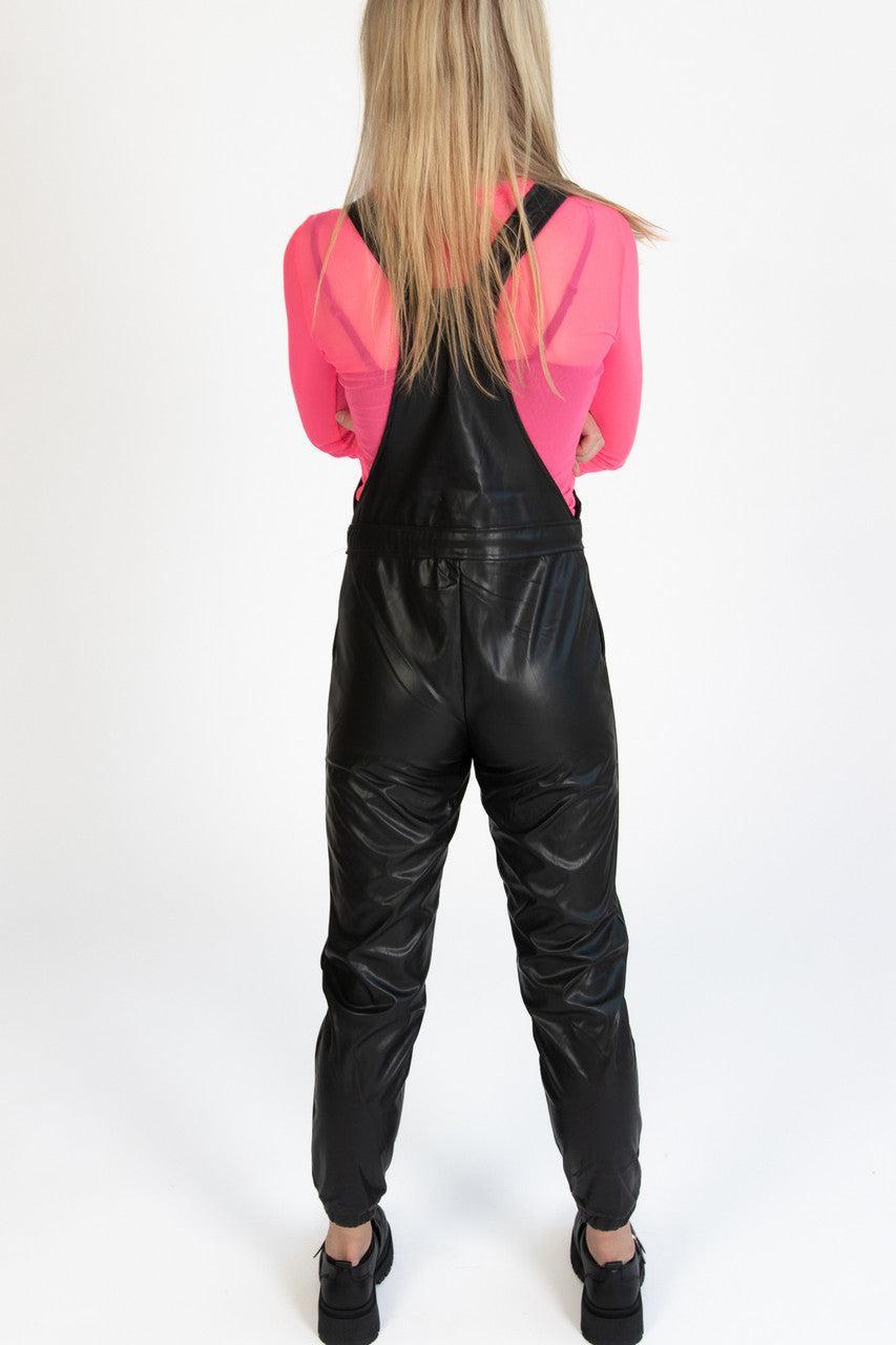 Pleather Jogger Overalls Product Image