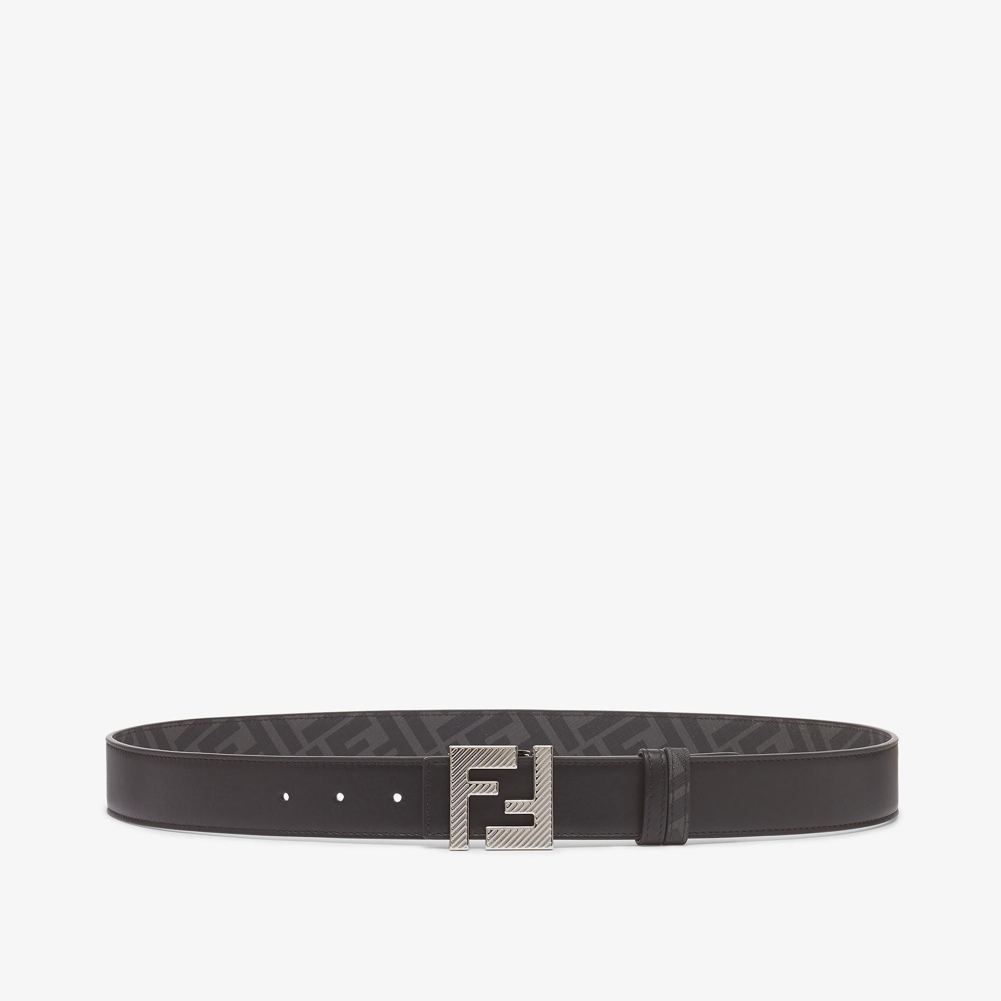 FF Squared BeltBlack leather and black FF canvas reversible belt Product Image