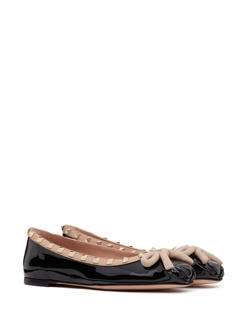 VALENTINO GARAVANI Rockstud Patent Leather Ballerina Woman Black 42 Product Image