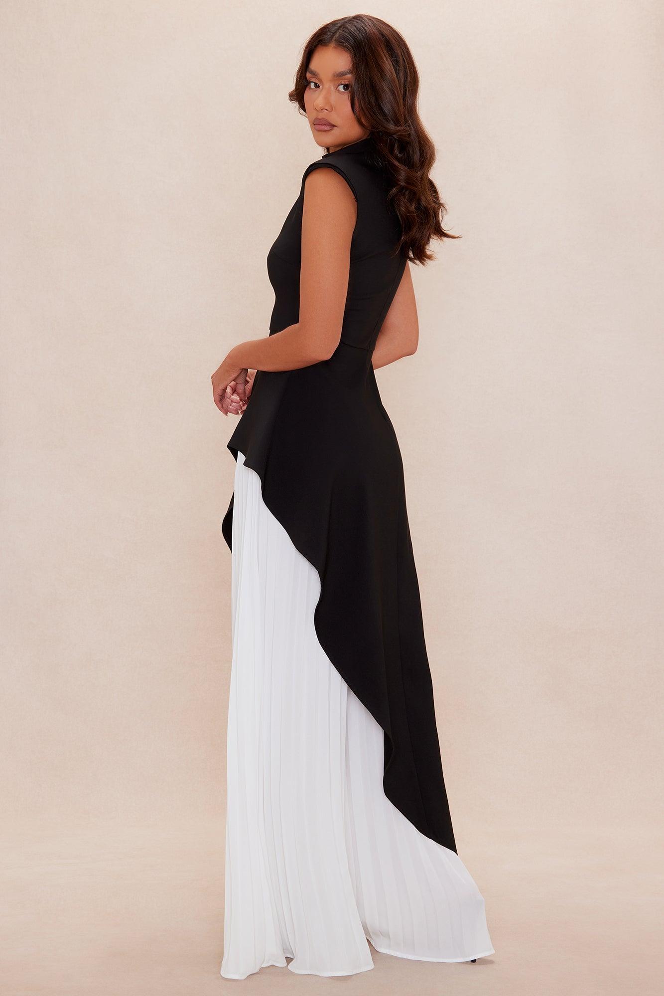 Paris Pleated Pant Set - Black/White Product Image