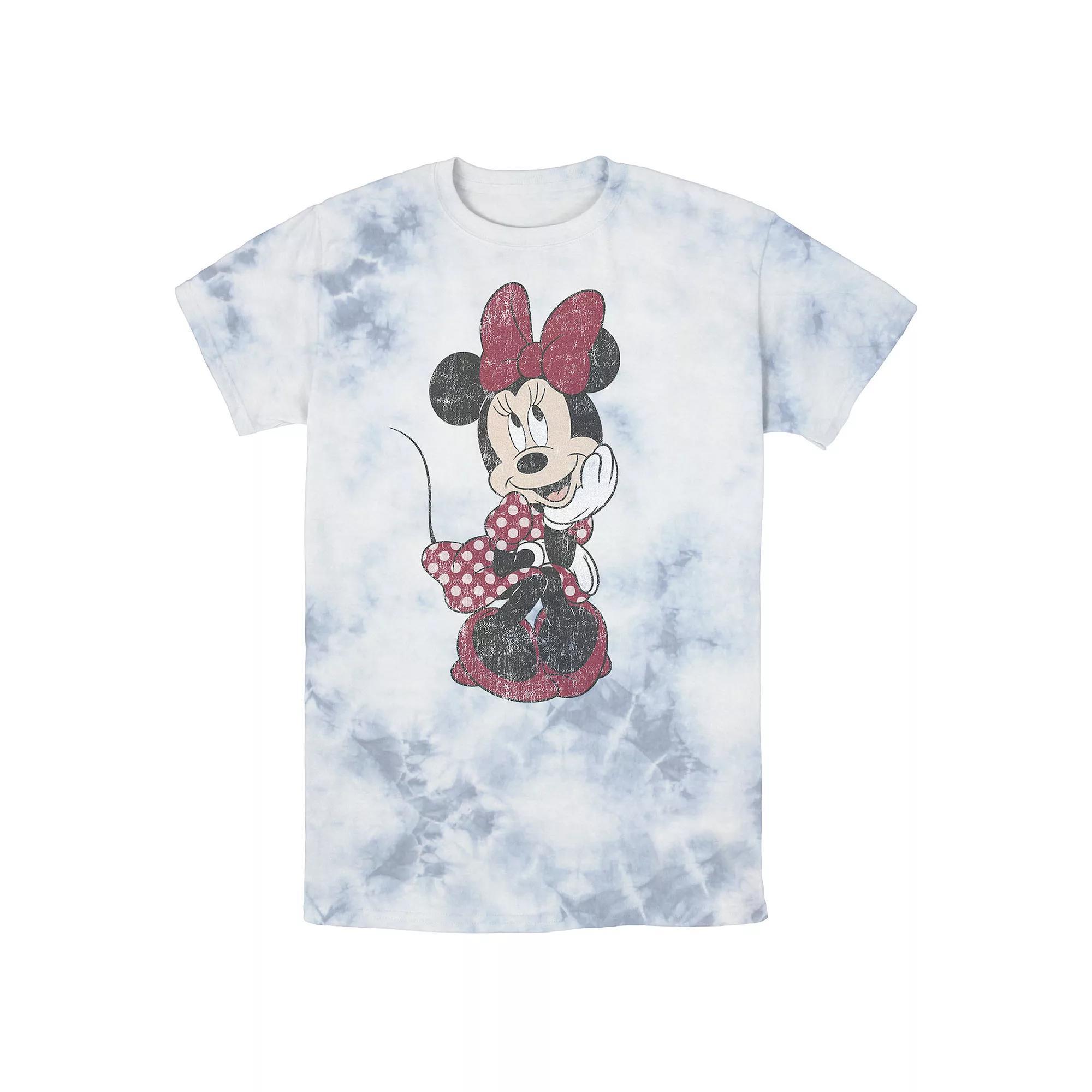 Disney's Minnie Mouse Men's Shy Vintage Bomabrd Wash Tee, Size: Small, Blue Pink Light Yellow Product Image
