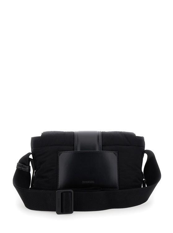 JACQUEMUS Le Petit Messenger Bambino' Black Crossbody Bag With Lettering In Cotton Product Image