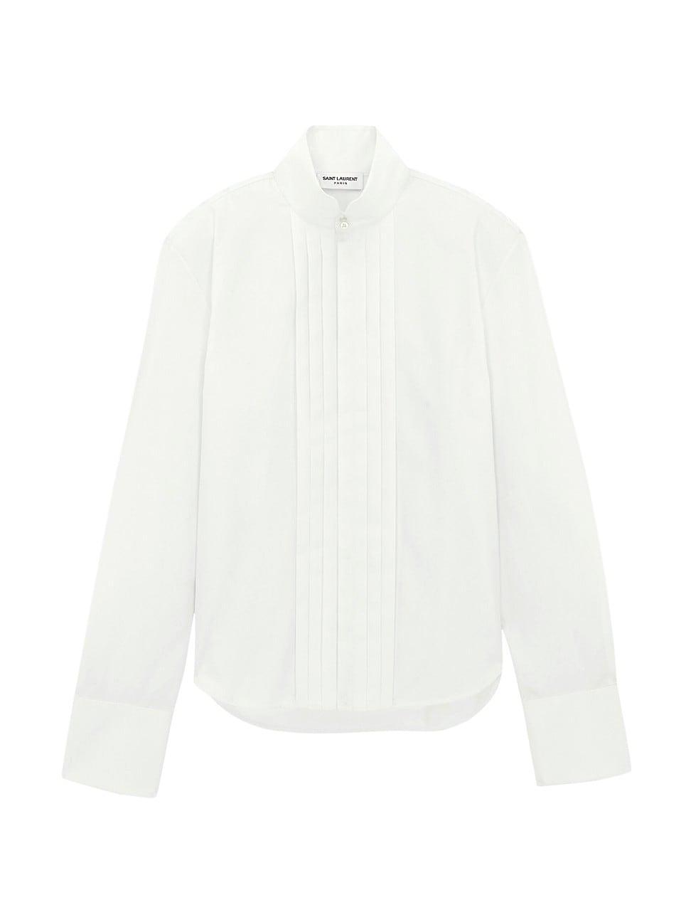 Mens Pleated Shirt In Cotton Poplin Product Image