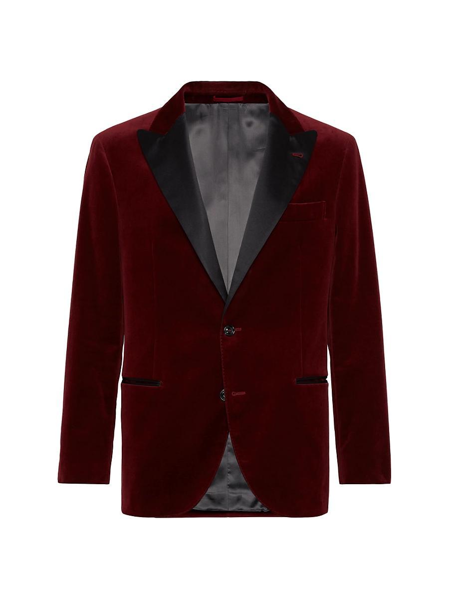 Mens Cotton Velvet Tuxedo Jacket with Peak Lapels Product Image