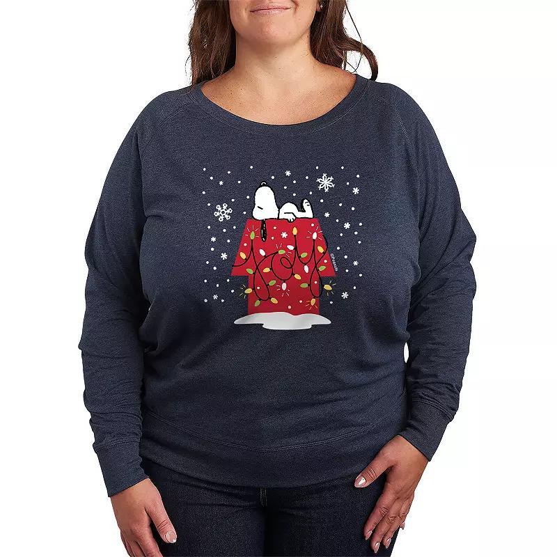 Plus Size Peanuts Snoopy Joy French Terry Long Sleeve Tee, Women's, Size: 4XL, Grey Indigo Product Image