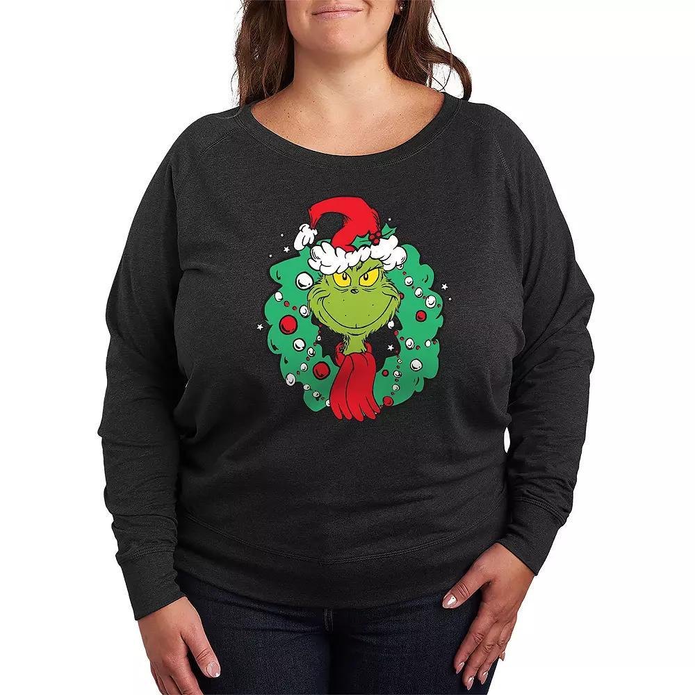 Plus Size Book Christmas Tree French Terry Long Sleeve Tee, Women's, Size: 2XL, Grey Indigo Product Image