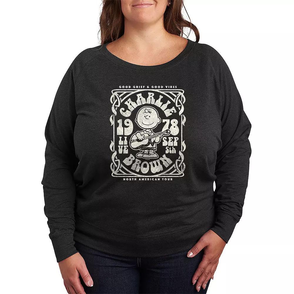 Plus Size Book Christmas Tree French Terry Long Sleeve Tee, Women's, Size: 2XL, Grey Indigo Product Image