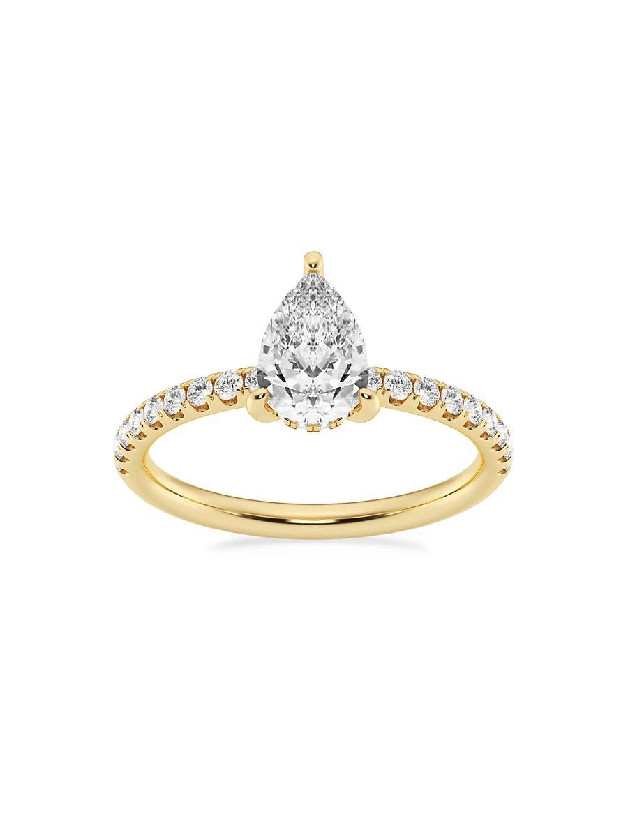 Womens 14K Yellow Gold & Pear-Cut Lab-Grown Diamond Hidden Halo Ring/0.80-3.41 TCW Product Image