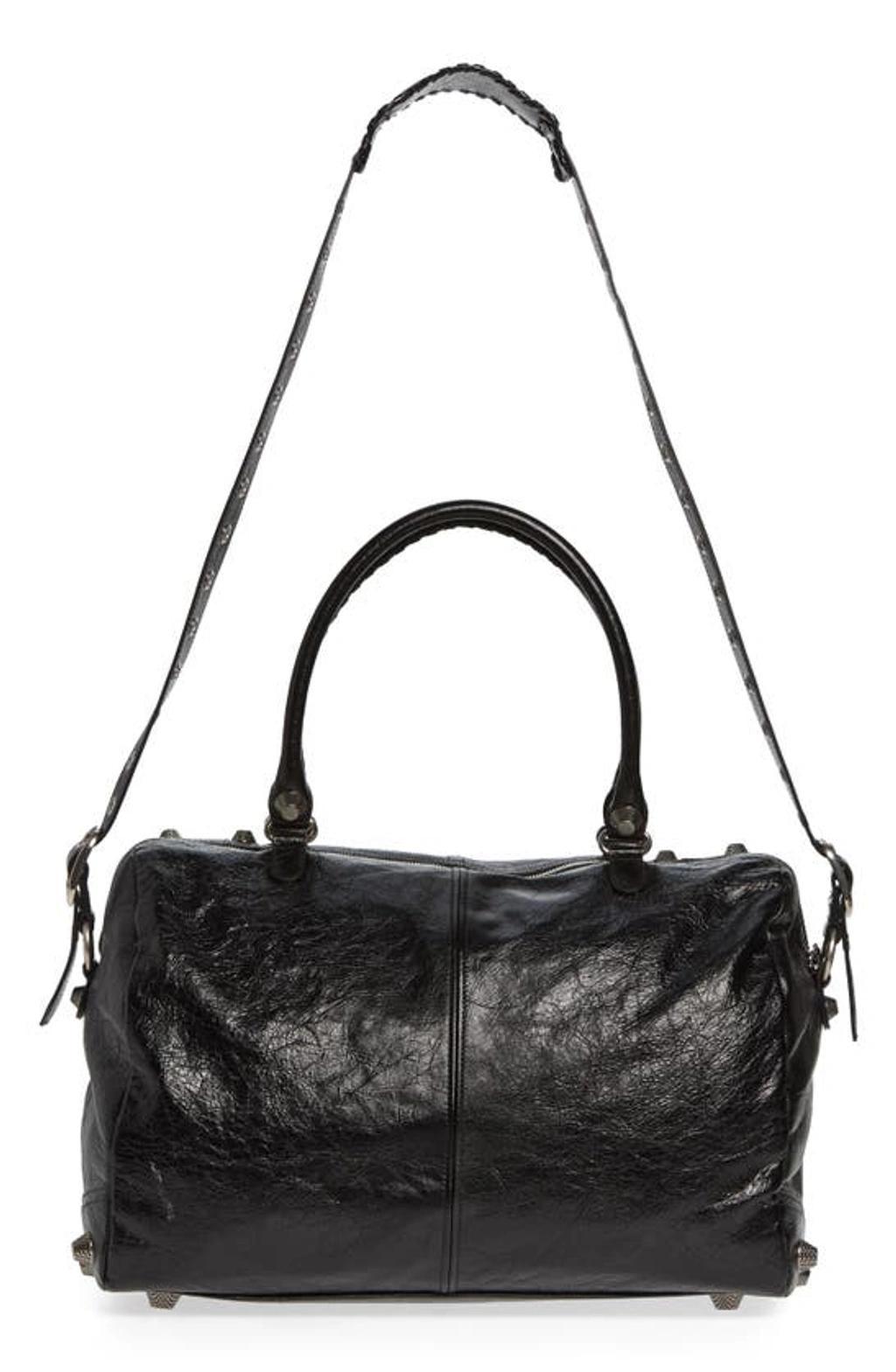 Medium Le Cagole Leather Duffle Bag In Black Product Image