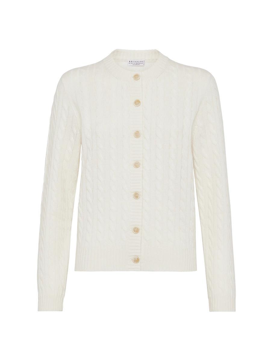 Womens Cashmere Cable Knit Cardigan Product Image