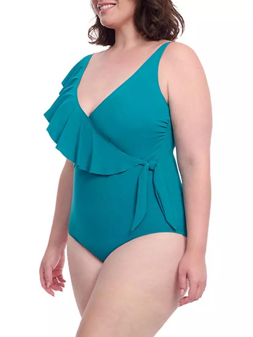 Womens Plus Tutti Fruitti Asymmetric Ruffle One-Piece Swimsuit Product Image