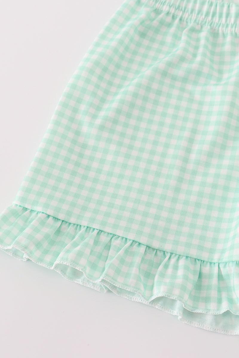 Blue seashell bow ruffle shorts set Product Image