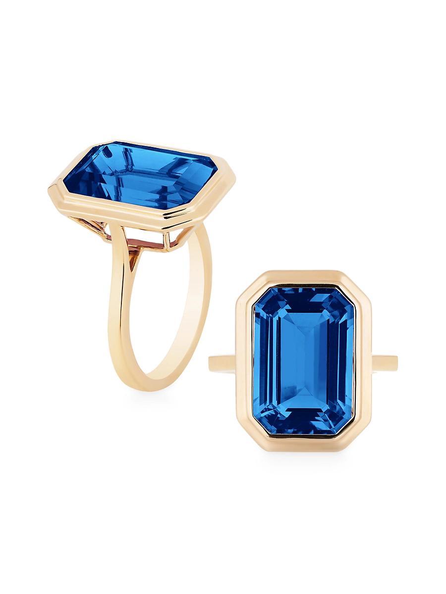 Womens Manhattan 18K Yellow Gold & London Blue Topaz Ring Product Image