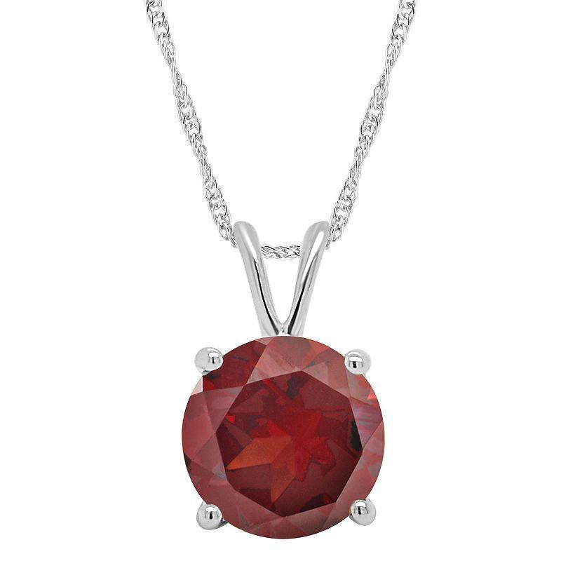 Alyson Layne 14k Gold Round Garnet Pendant Necklace, Womens 14k White Gold Product Image