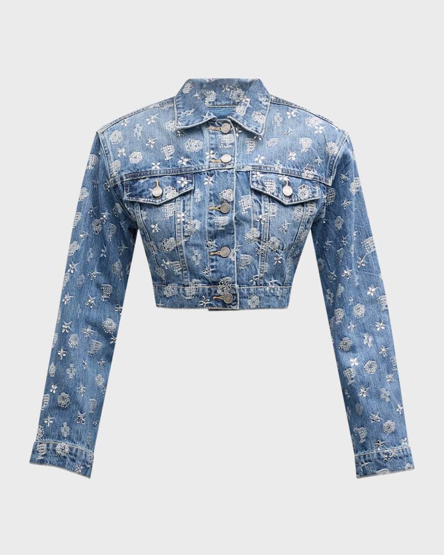 Cropped Mono Bling Denim Jacket Product Image