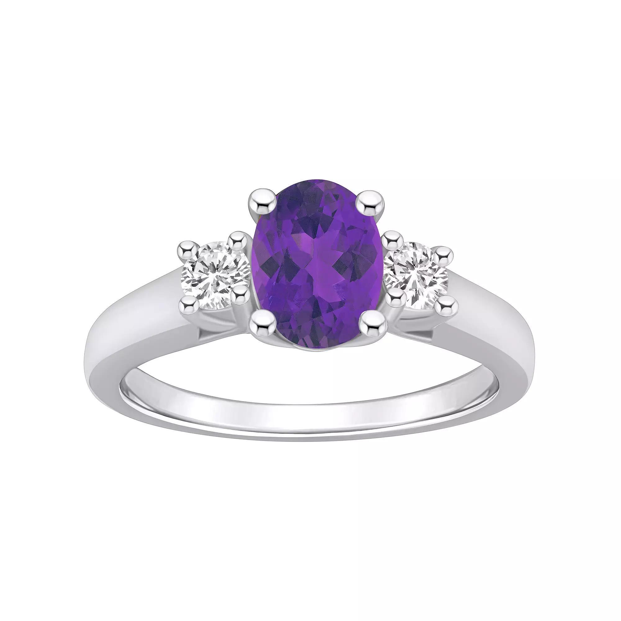 Alyson Layne 14k Gold Oval Cut Amethyst & 1/4 Carat T.W. Diamond Ring, Women's, Size: 7, Purple Product Image