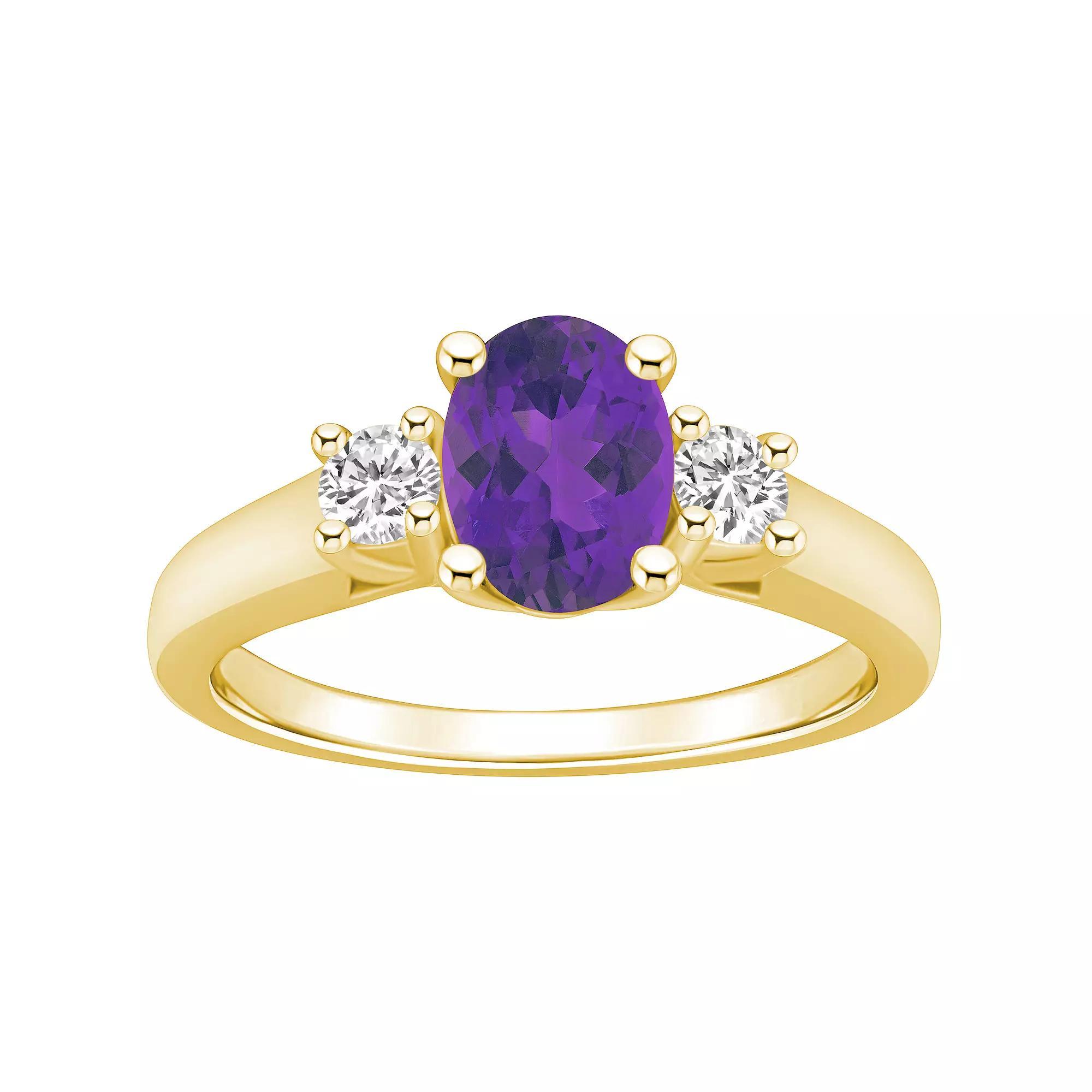 Alyson Layne 14k Gold Oval Cut Amethyst & 1/4 Carat T.W. Diamond Ring, Women's, Size: 7, Purple Product Image