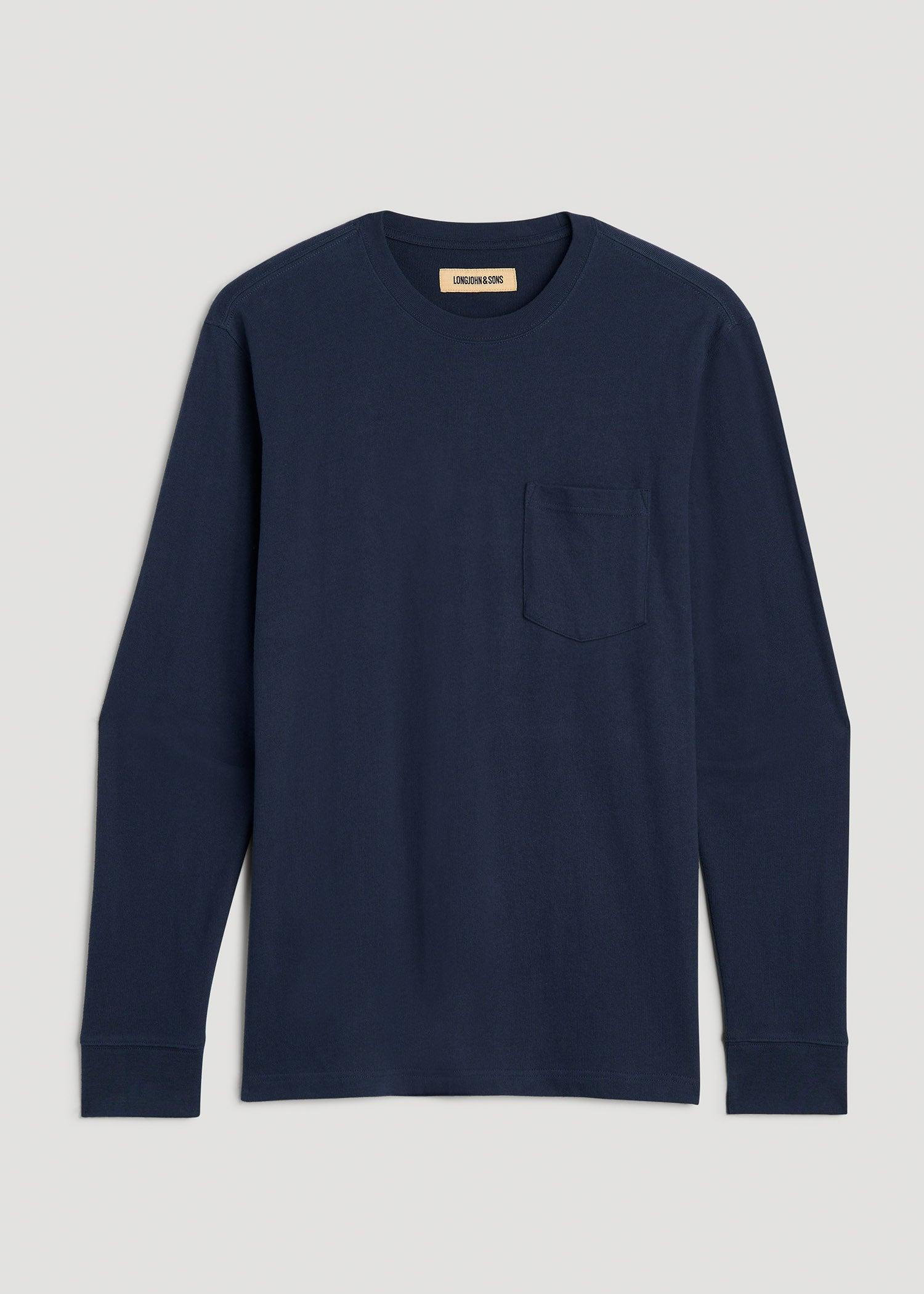 LJ&S Long Sleeve Workwear Pocket Tee for Tall Men in Midnight Navy Male Product Image