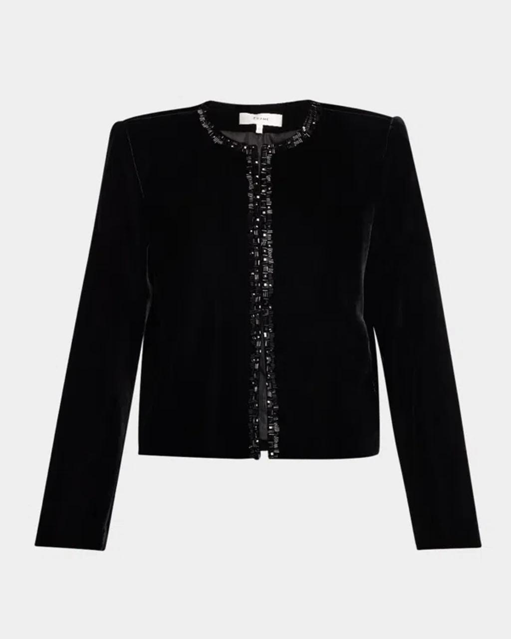 FRAME Embellished Velvet Jacket In Black Product Image