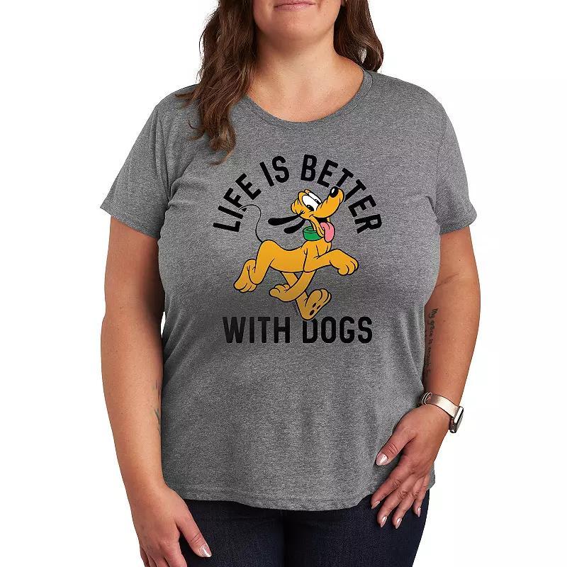 Disney's Pluto Plus Life Is Better With Dogs Graphic Tee, Women's, Size: 4XL, Grey Gray Product Image