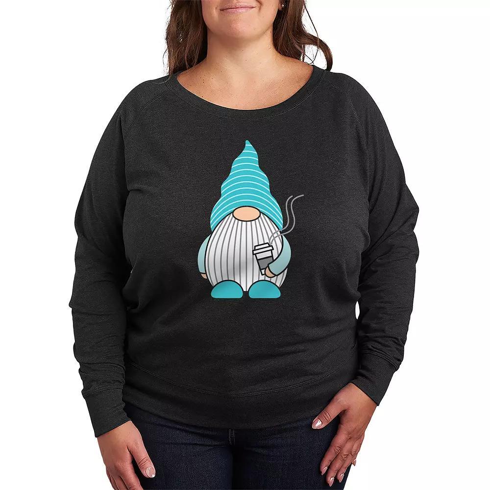 Plus Size Scandinavian Gnome French Terry Long Sleeve Tee, Womens Heather Grey Product Image