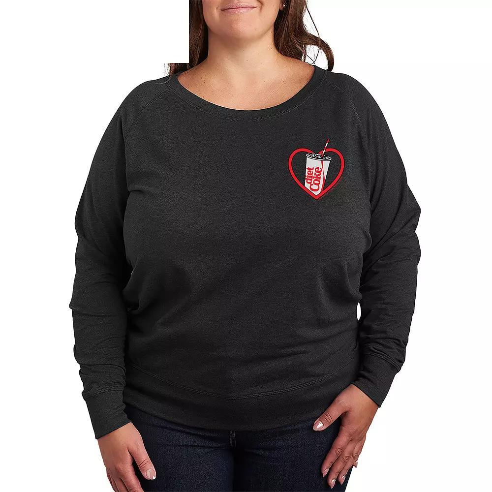 Plus Size Diet Coke Heart French Terry Long Sleeve Tee, Women's, Size: 3XL, Grey Indigo Product Image
