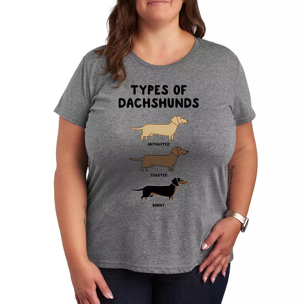 Plus Types Of Dachshunds Graphic Tee, Women's, Size: 1XL, Grey Gray Product Image